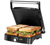 Aigostar Calore - Grill, Sandwichera y Panini Eléctrica, Recubrimiento Antiadherente, Controlador de Temperatura, Apertura 180°, Placa Superior Flotante, 1800W, Sin BPA
