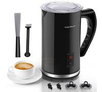 Aigostar Capu - Espumador de Leche Eléctrico 500W, 3 modos Espuma Leche Caliente/Fría para Café, Latte, Cappuccino,Chocolate, 115ml/240ml, Recubrimiento Antiadherente, Silencioso, Negro