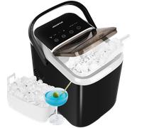 Aigostar Chill - Máquina de Hacer Hielo en Casa, Tapa Doble - Fácil de Limpiar, 130W 1,5L Máquina de Hielo, Hielos en 6 Mins, Fabrica 14kg/24h, 2 Tamaños de Cubitos, Autolimpieza Ice Maker, Negro