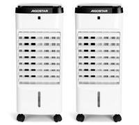 Aigostar Climatizador Evaporativo 4 en 1, con Mando a Distancia, 3 Modos y 3 Velocidades, Climatizador Portatil con Ventilador Humidificador Purificador, Temporizador 12 Horas, 3.5 L, 2 Unidades