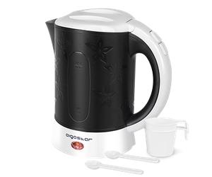 Aigostar Cooltravel - Hervidor de Agua Compacto 0,6 Litros, Libre de BPA, 650W, Apagado Automático, Protección Contra la Ebullición en Seco. Color Negro