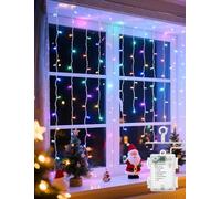 Aigostar Cortina de Luces, 3x5m 100 Luces de Cadena de Cortina, RGBY Luces Led Pilas 8 Modos de Luz, IP44 Impermeable, para Navidad, Decoracion Exteriores Interiores, Dormitorio, Fiestas(Multicolor)