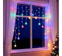 Aigostar Cortina de Luces LED, 3M + 1.5x1.2M, 82 LED, 8 Modos, Memoria y Temporizador, IP44, para Fiestas, Navidad, Jardín(RGB Multicolor)