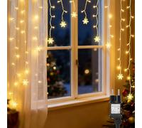 Aigostar Cortina de Luces LED Luz Cálida, 3M + 1.5x1.2M, 82 luces LED, 8 Modos, Memoria y Temporizador, IP44, para Dormitorio, Navidad, Fiesta