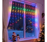 Aigostar Cortina de Luces Navidad, 3m+3m*1m 200LED Guirnaldas Luces con Adaptador, 8 Modos Cortina de Luces con Temporizador, IP44 Impermeable Luces de Hadas (RGB Luz de color)