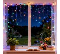 Aigostar Cortina de Luces Navidad con Control Remoto, Guirnaldas Luces con Adaptador, 3m+3m*1m 200LED,8 Modos Cortina de Luces con Temporizador, IP44 Impermeable Luces de Hadas (RGB)