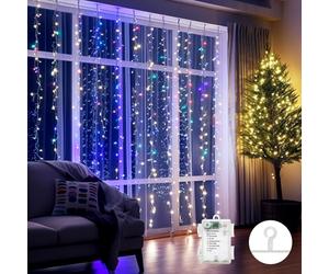 Aigostar Cortina Luces Navidad, 1M*1M, 8 Modos Cadena de Luces Con Remoto, 100 LED RGB, Temporizador, Resistente al Agua, para Exterior e Interior, Decoración Fiestas