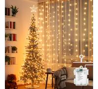 Aigostar cortina luces navidad, 2M*2M, 8 Modos Cadena de Luces con Remoto, 200 LED, temporizador, luces arbol navidad Resistente al Agua, para exterior y Interior, decoracion navidad, Fiestas