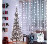 Aigostar Cortina Luces Navidad, 3M*3M, 8 Modos Cadena de Luces Con Remoto, 300 LED, Temporizador, Resistente al Agua, para Exterior e Interior, Decoración, Fiestas