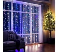 Aigostar Cortina Luces Navidad, 3M*3M, 8 Modos de Luces Con Remoto, 300 LED RGB, Temporizador, Resistente al Agua, Para Exterior y Interior, Decoracion Navidad, Fiestas