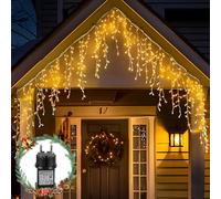 Aigostar Cortina Luces Navidad, 3M+5M*0.4M 100 LED 8 Modos, Luces Navidad Cortina IP44, Blanco Cálido, para Bodas, Fiestas