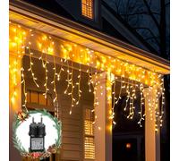 Aigostar Cortina Luces Navidad, 3M+5M*0.6M 100 LED 8 Modos, Luces Navidad Cortina IP44, Blanco Cálido, para Bodas, Fiestas