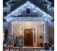 Aigostar Cortina Luces Navidad Exterior Solares - 3M+5M*0.4M, 100 LED, 8 Modos, Luz Blanca Fría - Luz Navidad Exterior, IP65 para Jardín, Balcón, Fiestas, 2 Paquetes
