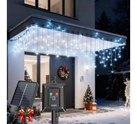Aigostar Cortina Luces Navidad Exterior Solares - 3M+5M*0.6M, 100 LED, 8 Modos, Luz Blanca Fría - Cortinas Luz Navidad Solar, IP65 para Jardín, Balcón, Fiestas