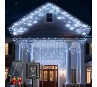 Aigostar Cortina Luces Navidad Exterior Solares - 3M+5M*0.6M, 100 LED, 8 Modos, Luz Blanca Fría - Cortinas Luz Navidad Solar, IP65 para Jardín, Balcón, Fiestas, 2 Paquetes