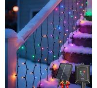 Aigostar Cortina Luces Navidad para Exterior Solares, 3M+5M*0.4M 100 LED 8 Modos, Cortinas de Luz Navidad Exterior, IP65, Visualización del nivel de batería, para Bodas, Fiestas. RGB