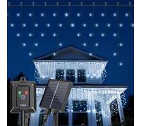 Aigostar Cortina Luces Navidad para Exterior Solares: 3M+5M*0.6M 100 LED 8 Modos - Cortinas de Luz Navidad Exterior IP65 Visualización del nivel de batería para Bodas Fiestas. Luz Blanca Fría