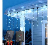 Aigostar Cortina Luces para Exterior/Interior: 3M+5M*0.4M 8 Modos Luz Blanca Fría, 100 LED, IP65 Impermeable, Visualización del nivel de batería, para Jardín, Terraza, Habitación Infantil