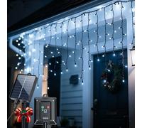 Aigostar Cortina Luces para Exterior/Interior: 3M+5M*0.6M 8 Modos Luz Blanca Fría, 100 LED, IP65 Impermeable, Visualización del nivel de batería, para Jardín, Terraza, Habitación Infantil