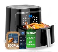 Aigostar Cube Smart con Papel Freidora Aire 100 Unidades, Freidora de aire inteligente sin aceite, Conexión Wifi, 1900W, 7L, Modo manual, Pantalla LED táctil, 7 funciones + mantener caliente