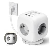Aigostar Cubo Regletas Enchufes con Interruptor Regleta 3 Tomas, USB 2A+1C, Cable de 1.5M Regreltas, Oficia, Casa