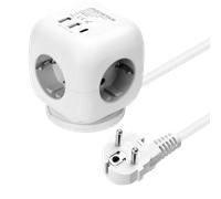 Aigostar Cubo Regletas Enchufes con Interruptor Regleta 3 Tomas, USB 2 1C, Cable de 1.5M Regreltas, Oficia, Casa