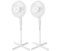 Aigostar Daisy - Ventilador de Pie, diámetro 41 cm. Ventilador de pie silencioso oscilante 80°, 45W, 3 Velocidades y altura ajustable 108-125cm. Silencioso para dormir. Color blanco. Daisy, 2 Piezas