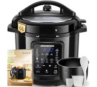 Aigostar Derrick Black - Olla Eléctrica Programable 6 litros, 18 Menús, Programable 24 horas, Panel LED Táctil, Recipiente Extraíble Antiadherente, Temperatura ajustable, Presión ajustable, 1000W