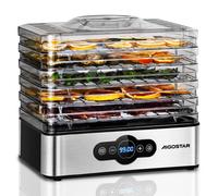Aigostar Deshidratador Eléctrico de Alimentos, 240W, Control de Temperatura 35-70°C, Temporizador 99h, 5 Bandejas Extraíbles, Cuerpo de Acero Inoxidable, para Carne, Fruta y Verdura, Libre de BPA