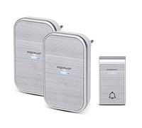 Aigostar Ding AC - Timbre inalámbrico, Timbre de Puerta con Indicadores LED, Resistente al Agua, 36 Melodías, 3 Niveles de Volumen, Timbre para Ancianos, Casa, Oficina (2Receptor y 1 Transmisor)