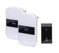 Aigostar Dong AC - Timbre inalámbrico, Timbre de Puerta con Indicadores LED, Resistente al Agua, 36 Melodías, 3 Niveles de Volumen, Timbre para Ancianos, Casa, Oficina (2 Receptor y 1 Transmisor)