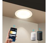 Aigostar Downlight LED Empotrable Inteligente Wifi, 6W, CCT. Regulable de luz cálida a blanca 3000-6500K, 360lm. Compatible Alexa y Google Home. Foco Empotrable LED: 11,5 x 3,2 cm alto