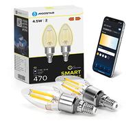 Aigostar Edison Bombillas Alexa LED 4.5W E14 Bombillas Inteligentes 470LM WIFI Bombilla Vintage C35 Bombillas Filamento Regulable 2700K-6500K, compatible con Alexa/Google Home. transparente 2 pack