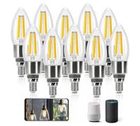 Aigostar Edison Bombillas Alexa LED E14 Bombillas Inteligentes 4.5W 470LM WIFI Bombilla Vintage C35 Bombillas Filamento Regulable 2700K-6500K, compatible con Alexa/Google Home. transparente 10 pack