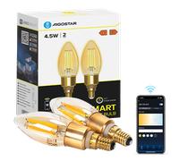 Aigostar Edison Bombillas Alexa LED E14 Bombillas Inteligentes 4.5W 470LM WIFI Bombilla Vintage C35 Bombillas Filamento Regulable 2700K-6500K, compatible con Alexa/Google Home. ámbar 2 pack
