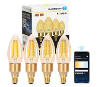 Aigostar Edison Bombillas Alexa LED E14 Bombillas Inteligentes 4.5W 470LM WIFI Bombilla Vintage C35 Bombillas Filamento Regulable 2700K-6500K， compatible con Alexa/Google Home. ámbar 4 pack