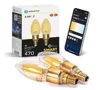 Aigostar Edison Bombillas Alexa LED E14 Bombillas Inteligentes 4.5W 470LM WIFI C35 Regulable 2700K-6500K, compatible con Alexa/Google Home. ámbar 2 pack
