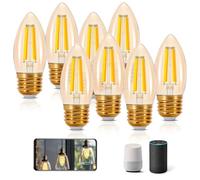 Aigostar Edison Bombillas Alexa LED E27 Bombillas Inteligentes 4.5W 470LM WIFI Bombilla Vintage C35 Bombillas Filamento Regulable 2700K-6500K, compatible con Alexa/Google Home. ámbar 8 pack