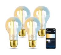 Aigostar Edison Bombillas Alexa LED E27 Bombillas Inteligentes 6W 806LM WIFI Bombilla Vintage A60 Bombillas Filamento Regulable 2700K-6500K, compatible con Alexa/Google Home. ámbar 4 Unidades