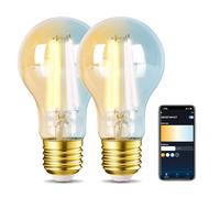 Aigostar Edison Bombillas Alexa LED E27 Bombillas Inteligentes 6W 806LM WIFI Bombilla Vintage A60 Bombillas Filamento Regulable 2700K-6500K, compatible con Alexa/Google Home. ámbar 2 Unidades
