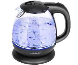 Aigostar Elfin 30IAX - Hervidor de agua eléctrico, vidrio de borosilicato, 2200W, iluminación LED, capacidad 1L, Libre de BPA.