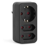 Aigostar Enchufes Europeos con 3 Tomas Adaptador Enchufes con Protección Infantil,1 Schuko,2 Clavija EU,Negro