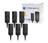 Aigostar Esta - 6 x Lámpara LED solar para jardín y exteriores, diseño celosía, Cálida 3000K, IP44 a prueba de agua. Encendido/apagado automático. Perfectas para jardín, patios y caminos exteriores