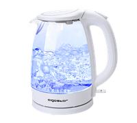 Aigostar Eve 30Gon - Hervidor de Agua Eléctrico, Vidrio Borosilicato, con Iluminación Led, 1,7 Litros, Libre de Bpa, 2200 W, Base 360º, Filtro Antical