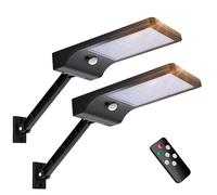 Aigostar - Farola solar LED exterior con sensor de movimiento y mando a distancia. Luz solar exterior resistente al agua IP65， regulable 180º， detección movimiento 7m. Para caminos， entradas etc.
