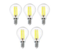 Aigostar Filamento Bombilla Led E14 Luz Fria 6500K,4W Equivalente a 40 W,470 Lúmenes,Ángulo De Apertura:360°,No Regulable,G45,Pack De 5 Uds