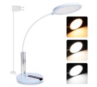 Aigostar Flexo Escritorio, Lampara Escritorio LED, Ajuste Flexible de 360°, 3 Brillo y Temperatura de Color, Cable de 130 cm con Enchufe, Función de Memoria, Azul