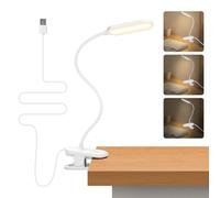 Aigostar Flexo LED Pinza con Cable, Lámpara de Lectura para Cama y Cabecero, Luz Clip Escritorio USB, 3 Modos 4000K, Brazo 360°, Protección Ocular para Leer, Estudiar, Niños, Blanco