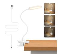 Aigostar Flexo LED Pinza Recargable, Lámpara Lectura Inalámbrica para Cama y Cabecero, Luz Libro Sin Cable, 1200mAh, 3 Modos 4000K, Brazo 360°, Táctil, para Niños, Costura, Leer en la Cama, Blanco