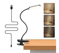Aigostar Flexo LED Pinza Recargable, Lámpara Lectura Inalámbrica para Cama y Cabecero, Luz Libro Sin Cable, 1200mAh, 3 Modos 4000K, Brazo 360°, Táctil, para Niños, Costura, Leer en la Cama, Negro